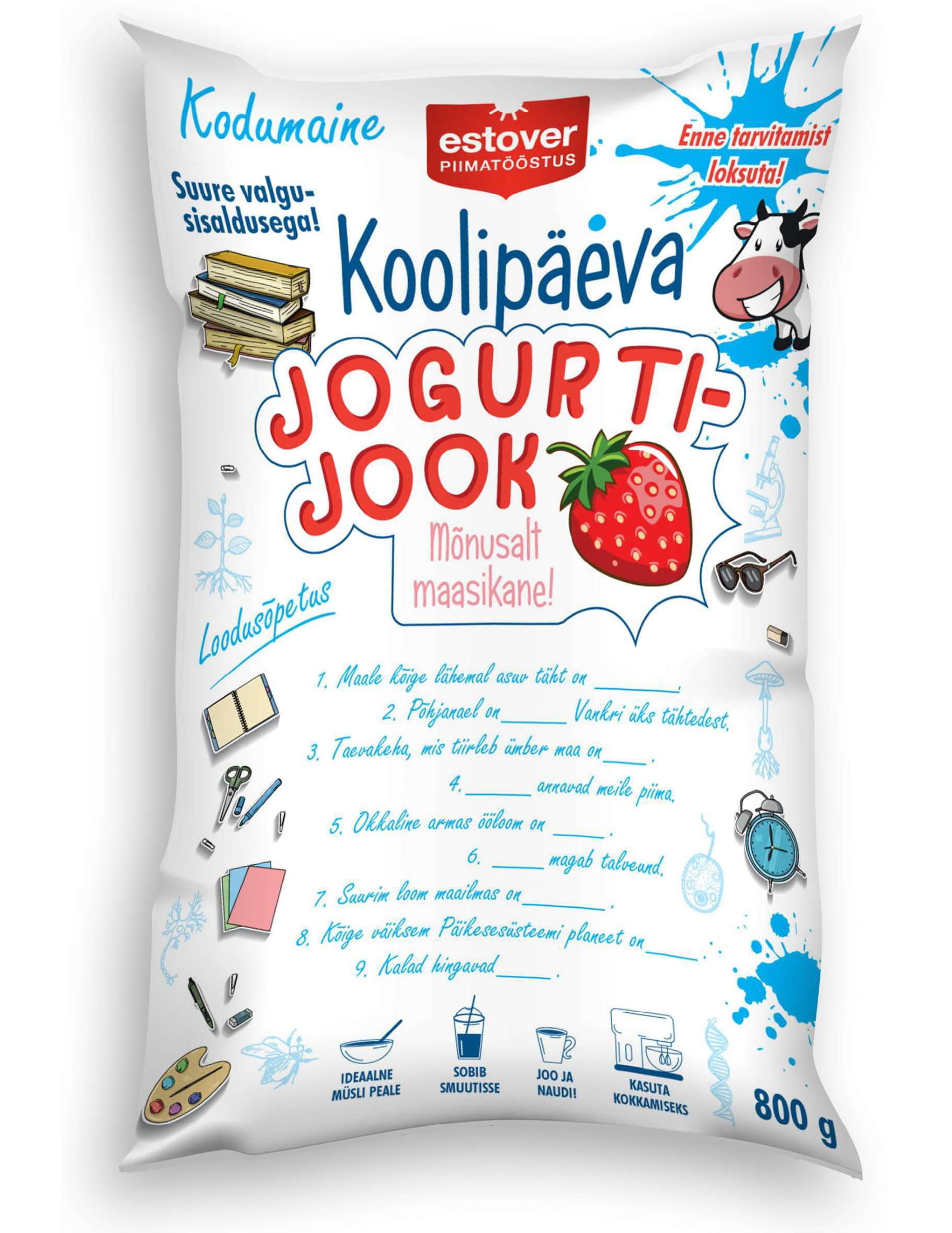 Koolipäeva jogurtijook maasika 800g