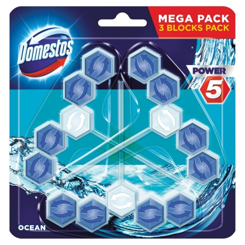 Domestos Power 5 Ocean WC värskendaja 3*55g